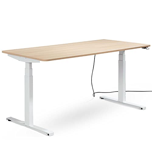 Tischling® höhenverstellbarer Schreibtisch 160x70 cm - Made in Germany - 130kg Tragkraft inkl. App-Steuerung und Kollisionsschutz - 5 Jahre Garantie (Eiche Milano, Gestell Weiß) von Tischling