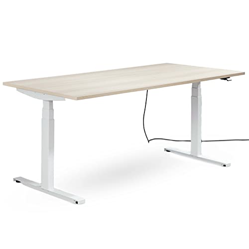 Tischling® höhenverstellbarer Schreibtisch 160x80 cm Ahorn - Made in Germany - 130kg Tragkraft inkl. App-Steuerung und Kollisionsschutz - 5 Jahre Garantie (Gestell Weiß) von Tischling