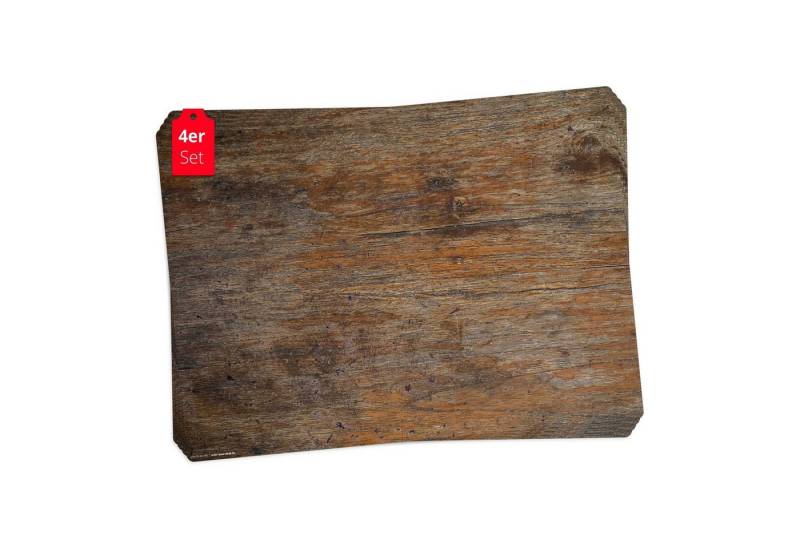 Tischsetmacher Platzset Tischset,  Platzset abwaschbar - Antikes Holz, (aus erstklassigem Vinyl, 4-St., 44 x 32 cm / braun), Made in Germany von Tischsetmacher