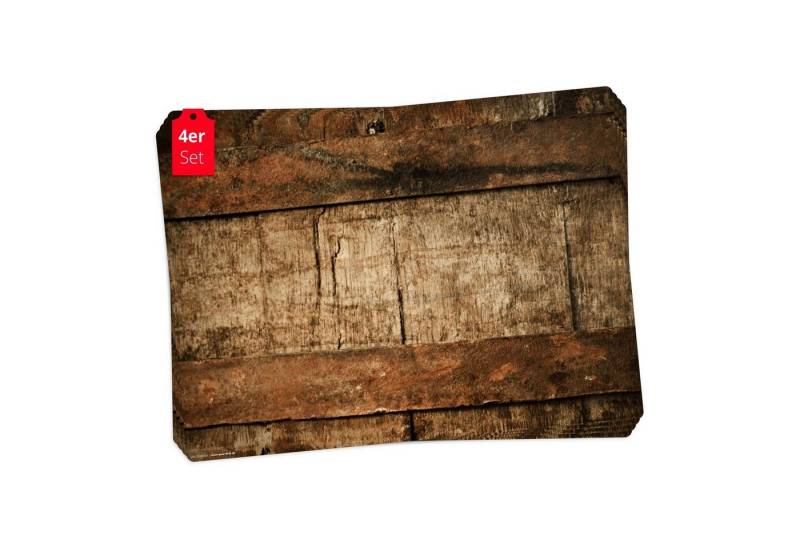 Tischsetmacher Platzset Tischset,  Platzset abwaschbar - Rustikales Holz, (aus erstklassigem Vinyl, 4-St., 44 x 32 cm / braun), Made in Germany von Tischsetmacher