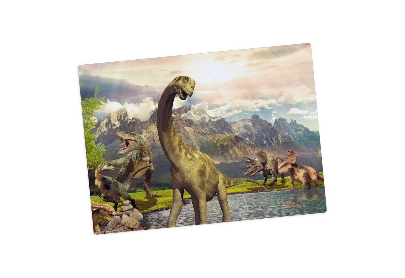 Platzset, Tischset,  Platzset - für Kinder - Dinosaurier, Tischsetmacher, (aus erstklassigem Vinyl (Kunststoff - BPA-frei), 1-St., 44 x 32 cm - rutschfeste Tischdekoration), Made in Germany von Tischsetmacher