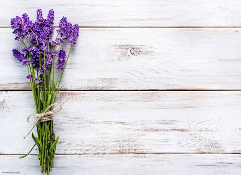 Tischsetmacher Platzset Tischset I Platzset - Blumen - Lavendel auf Holz - 12 Stück aus hochwertigem Papier in Aufbewahrungsmappe, perfekt für Frühlingsdekoration, (12-St) von Tischsetmacher