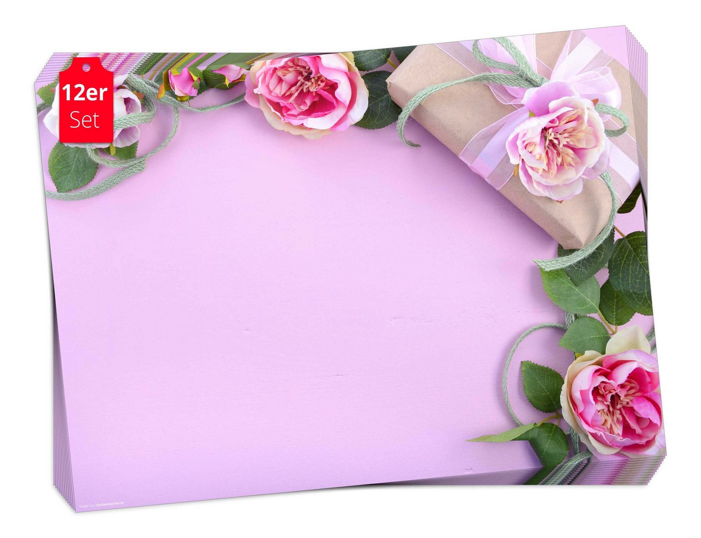 Tischsetmacher Platzset Tischset Frühling, Ostern & Blumen - Rosen mit Geschenk, (aus Naturpapier in Aufbewahrungsmappe für tolles Ambiente, 12-St., 44 x 32 cm / rosa), Tischdeko Made in Germany von Tischsetmacher
