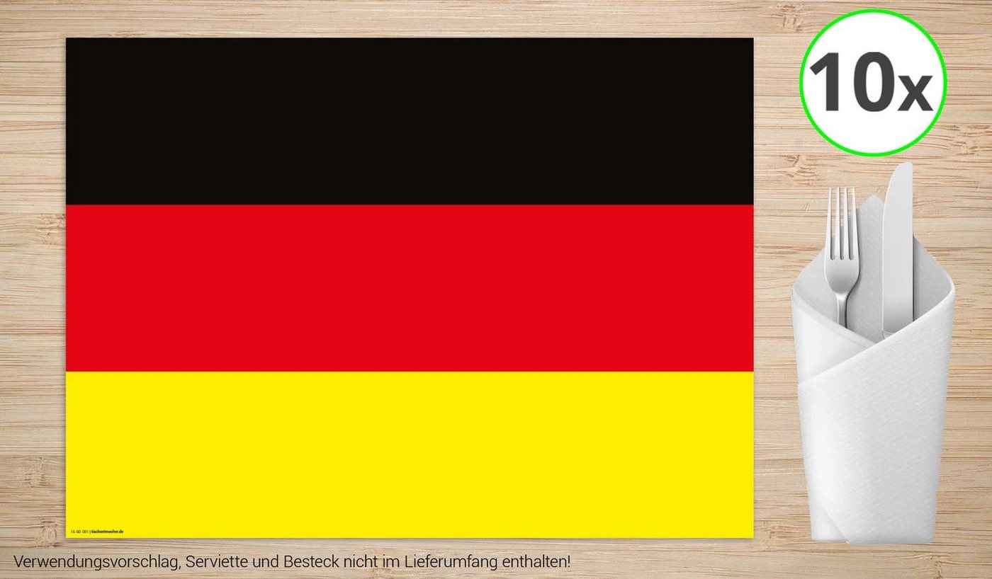 Platzset, Tischsets I Platzsets - Deutschland Flagge - 10 Stück aus hochwertigem Papier 44 x 32 cm, Tischsetmacher von Tischsetmacher