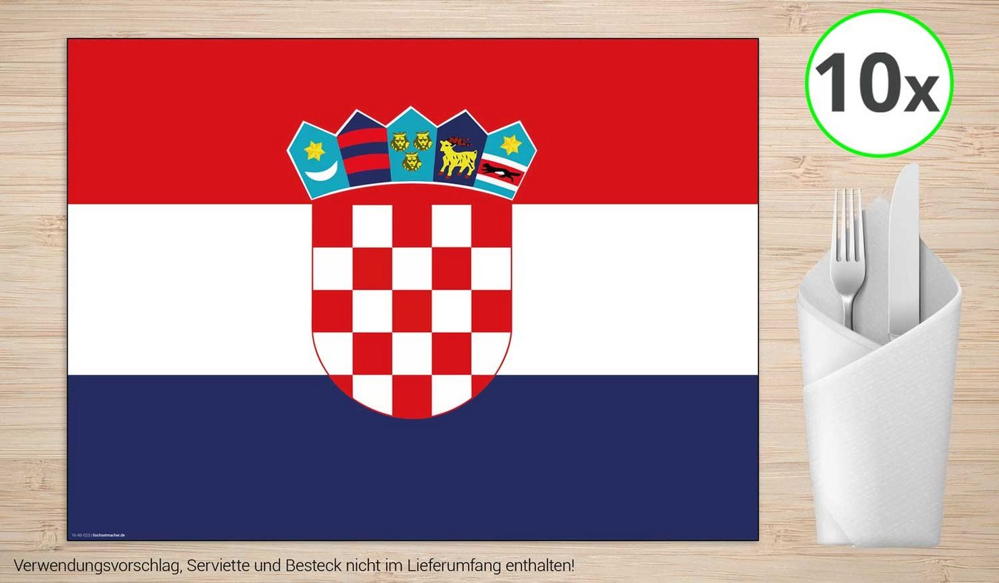 Platzset, Tischsets I Platzsets - Kroatien Flagge - 10 Stück aus hochwertigem Papier 44 x 32 cm, Tischsetmacher, (10-St) von Tischsetmacher