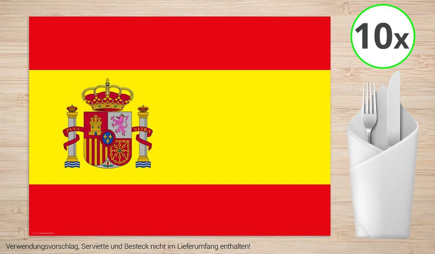 Platzset, Tischsets I Platzsets - Spanien Flagge - 10 Stück aus hochwertigem Papier 44 x 32 cm, Tischsetmacher von Tischsetmacher