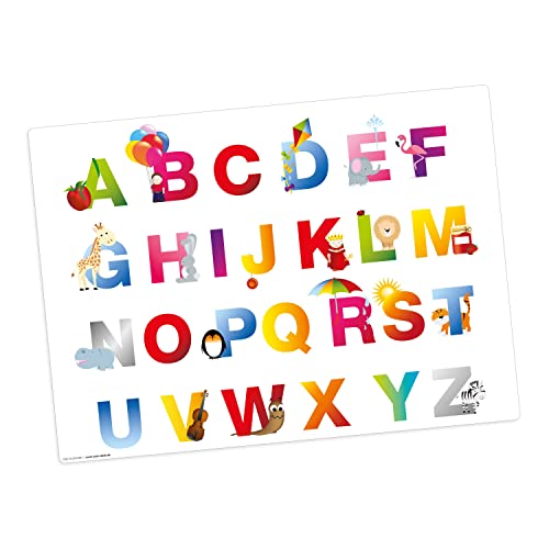 Tischset | Platzset abwaschbar - Kinder ABC - aus erstklassigem Vinyl (Kunststoff - BPA-frei) - rutschfeste Tischunterlage - Tischmatte - Made in Germany von Tischsetmacher