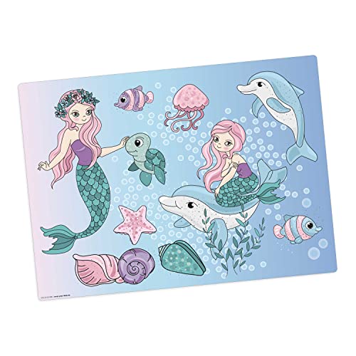 Tischset I Platzset abwaschbar - Für Kinder - Meerjungfrauen unter Wasser - aus erstklassigem Vinyl (Kunststoff -BPA frei) - 1 Stück - 44 x 32 cm - rutschfeste Tischmatte – Made in Germany von Tischsetmacher