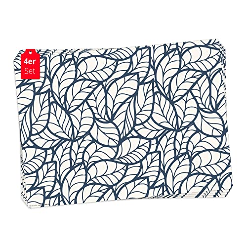 Tischset | Platzset abwaschbar - Abstraktes Blättermuster - aus erstklassigem Vinyl (Kunststoff - BPA-frei) - 4 Stück - rutschfeste Tischunterlage mit zeitlosem Design - Tischmatte - Made in Germany von Tischsetmacher