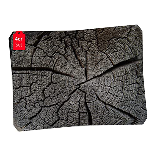 Tischset | Platzset abwaschbar - Baumstumpf Holztextur - aus erstklassigem Vinyl (Kunststoff - BPA-frei) - 4 Stück - rutschfeste Tischunterlage mit zeitlosem Design - Tischmatte - Made in Germany von Tischsetmacher