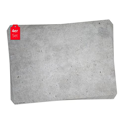 Tischset | Platzset abwaschbar - Betonoptik grau hell - aus erstklassigem Vinyl (Kunststoff - BPA-frei) - 4 Stück - rutschfeste Tischunterlage mit zeitlosem Design- Tischmatte - Made in Germany von Tischsetmacher