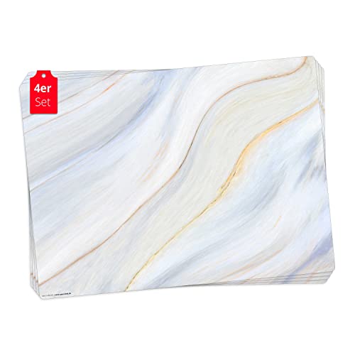 Tischset | Platzset abwaschbar - Cremefarbener Marmor - aus erstklassigem Vinyl (Kunststoff - BPA-frei) - 4 Stück - rutschfeste Tischunterlage mit zeitlosem Design - Tischmatte - Made in Germany von Tischsetmacher