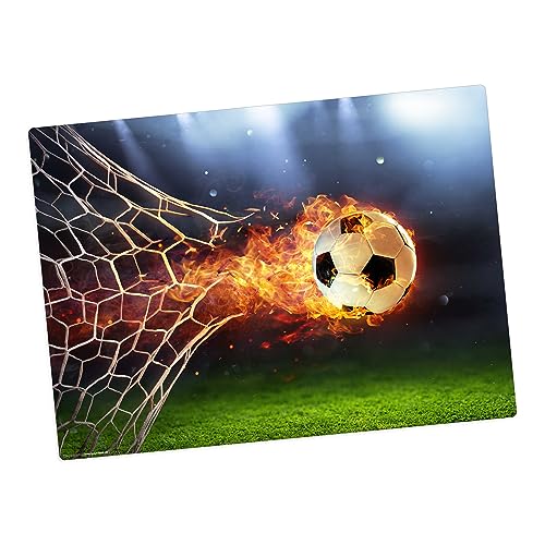Tischset | Platzset abwaschbar – Flammender Fußball mit Feuerschweif – 44 x 32 cm – aus hochwertigem Vinyl von Tischsetmacher