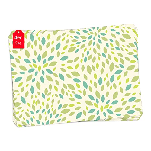Tischset | Platzset abwaschbar - Grünes Blätter Muster - aus erstklassigem Vinyl (Kunststoff - BPA-frei) - 4 Stück - rutschfeste Tischunterlage mit zeitlosem Design - Tischmatte - Made in Germany von Tischsetmacher