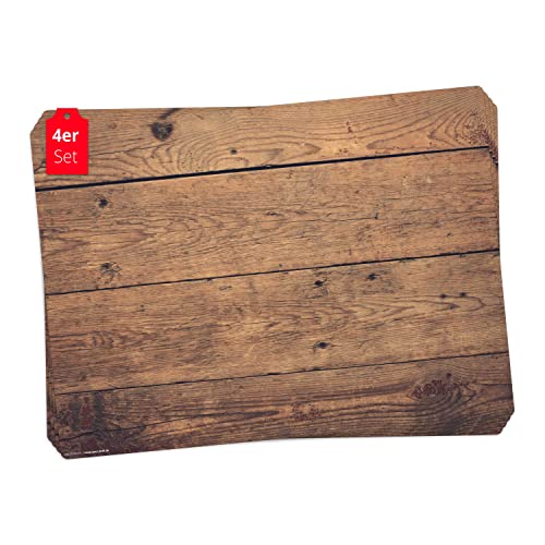 Tischset | Platzset abwaschbar - Holzoptik braun - aus erstklassigem Vinyl (Kunststoff - BPA-frei) - 4 Stück - rutschfeste Tischunterlage mit zeitlosem Design - Tischmatte - Made in Germany von Tischsetmacher