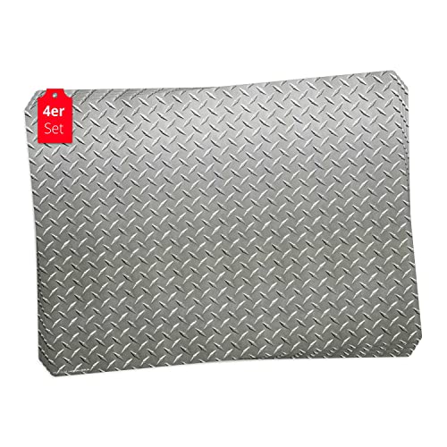 Tischset | Platzset abwaschbar - Stahlblech Riffel Muster - aus erstklassigem Vinyl (Kunststoff - BPA-frei) - 4 Stück - rutschfeste Tischunterlage mit zeitlosem Design - Tischmatte - Made in Germany von Tischsetmacher