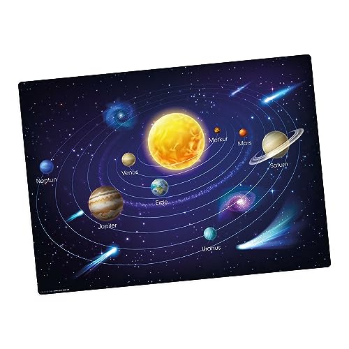 Tischset | Platzset abwaschbar – Unser Sonnensystem II – 44 x 32 cm – pädagogische Platzmatte mit Lerneffekt - aus hochwertigem Vinyl von Tischsetmacher