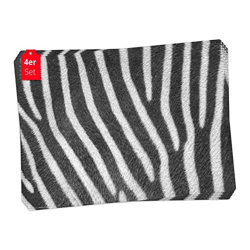 Tischset | Platzset abwaschbar - Zebra Muster - aus erstklassigem Vinyl (Kunststoff - BPA-frei) - 4 Stück - rutschfeste Tischunterlage mit zeitlosem Design - Tischmatte - Made in Germany von Tischsetmacher