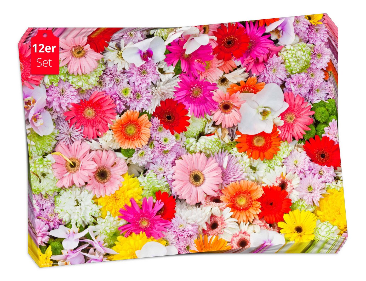 Tischsetmacher Platzset Tischset Frühling, Ostern & Blumen - Buntes Blumenmeer, (aus Naturpapier in Aufbewahrungsmappe für tolles Ambiente, 12-St., 44 x 32 cm / bunt), Tischdeko Made in Germany von Tischsetmacher