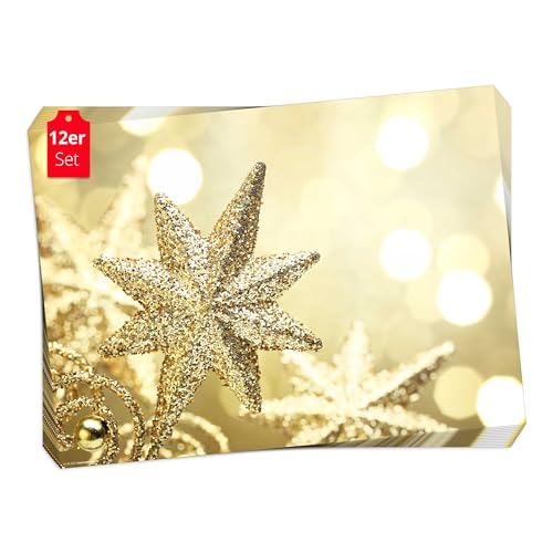 Tischsets Goldener Glitzerstern - 12 Platzsets aus Premium Papier - Tolle Tischdekoration für die Weihnachsfeier - Advent oder Weihnachten von Tischsetmacher