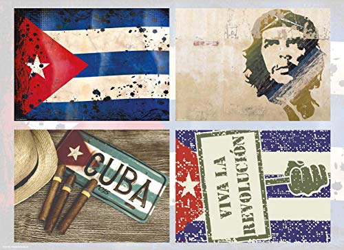 Tischsets | Platzsets - Kuba - Cuba -Set - 12 Stück (4 Motive jeweils 3 x vorhanden) in hochwertiger Aufbewahrungsmappe - Die besondere Tischdekoration für Kuba-Fans und kubanische Partys von Tischsetmacher