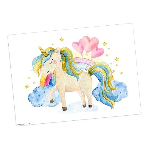 Tischset | Platzset abwaschbar – Einhorn in den Wolken – 44 x 32 cm – aus hochwertigem Vinyl von Tischsetmacher