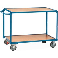 fetra® Tischwagen, TK 300 kg, 2 Etagen à 850 x 500 mm, waagerechter Schiebebügel, mit Zentralbremse von fetra®