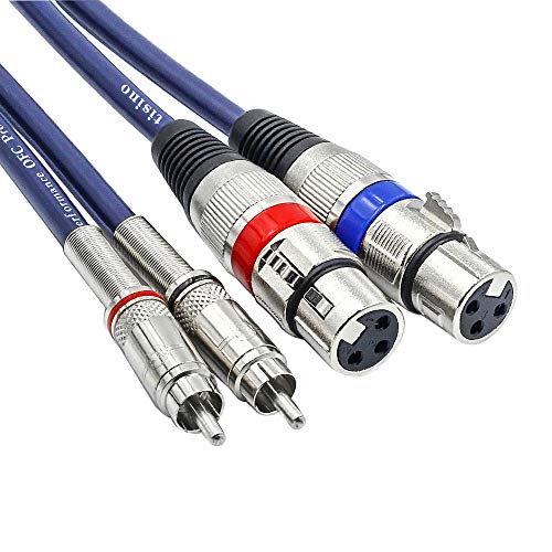 Tisino Doppelte XLR-Buchse auf Cinch-Kabel, Hochleistungskabel, 2 XLR-Buchsen auf 2 Cinch-Stecker, HiFi-Stereo-Audioverbindung, Mikrofonkabel, Drahtkabel- 1,5M von Tisino