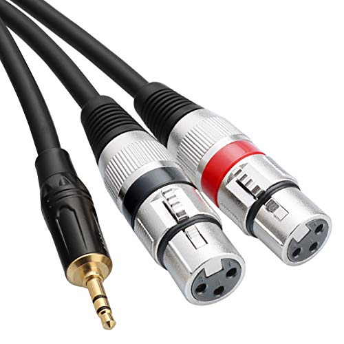 Tisino Dual XLR Buchse auf 3,5 mm Stereo-Mikrofonkabel, unsymmetrische Doppel XLR auf 3,5 mm Aux Mini Jack Y-Splitter Breakout-Kabel - 3 m von Tisino