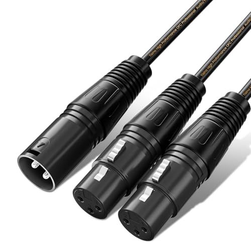 Tisino XLR-Splitterkabel, 3-polige 1 XLR Stecker auf zwei XLR-Buchse Patch Y-Kabel Symmetrisches Mikrofon-Splitterkabel Audio-Adapter - 50CM von Tisino