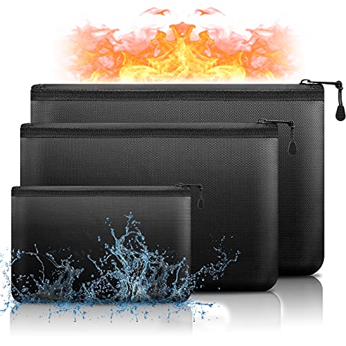 Feuerfeste Dokumententasche Aktentasche mit Reißverschluss 3er Set| wasserdichte Tasche (DIN A4&A5)|Bis 1100℃ Fiberglas|Schutz vor Feuer Brand und Spritzwasser für Dokumente Wertsache Tresor von Tiskgg