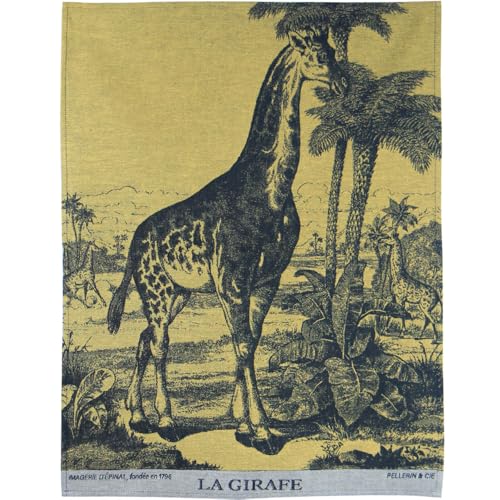 Moutet Torchon Küchenhandtuch Geschirrtuch Handtuch, hochwertige Baumwolle in Frankreich gewebt, limitiertes Motiv La Girafe (die Giraffe), etwa 1880, aus dem Archiv Maison Images D'Épinal von Tissage Moutet