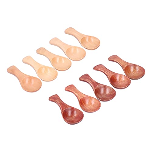 10pcs Mini Holzlöffel Zucker Salzpulver Löffel Honig Kaffeee Tee Scoop Mini Hellbrauner Löffel mit kurzem Griff für Küchengebrauch von Tissting