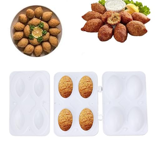 Tissting 2 Stück Kibbeh Maker 4 Gitter Kunststoff Fleischbällchen Formen Prozessor Manueller Hackbraten Kibbeh Rollen Form für Frittiertem Kibbeh von Tissting