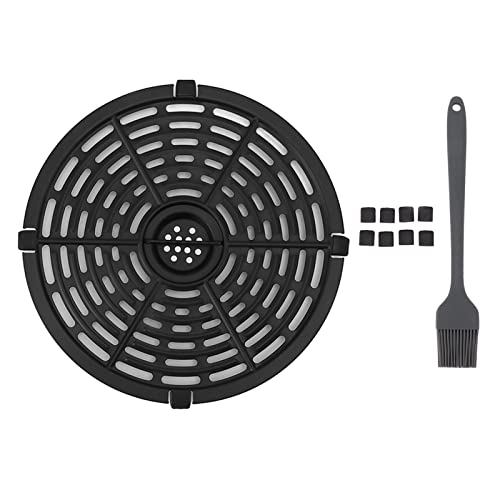 Tissting Ersatz Grillpfanne für Heißluftfritteusen 20cm/7.9 Zoll - Schwarz Antihaftbeschichtung, Edelstahl 304, Spülmaschinenfest, Ideal für Pommes, Pizza & Steak, Leicht Zu Reinigen, Robustes Design von Tissting