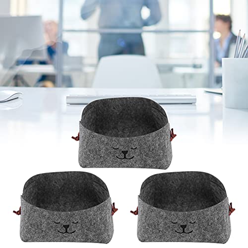 3Pcs Desktop Aufbewahrungskorb, Faltbarer Filz Mini Aufbewahrungsbox Portable Kleine Home Organization Box Kosmetische Lagerung Büro Lagerung Küche Lagerung für Schrank Schlafzimmer Kleidung Bücher von Tissting