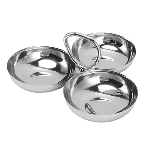 Tissting 3 in 1 Obstschale Snackteller 10cm Runde Silber Edelstahl Teller Nuss Süßigkeiten Geteiltes Tablett für Home Restaurant Hochzeits(Type 2) von Tissting