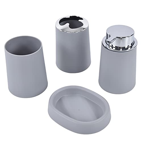 4 Stück Bad Accessoires Set PP Material Bad Set mit Zahnputzbecher, Mundspülbecher, Seifenschale, Lotion Flasche, Uniform Style, für Familien Hotel Badezimmer (Gris) von Tissting