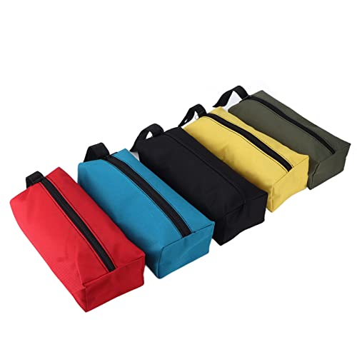 5 Stück Kleine Werkzeugtasche, 600D Polyester Wasserdicht Reißverschluss Mehrzweck Segeltuch Beutel, Tragbare Tool Kits Aufbewahrungstasche, Mini Schrauben Nägel Paquete(24x16cm/9,4x6,3 Zoll) von Tissting