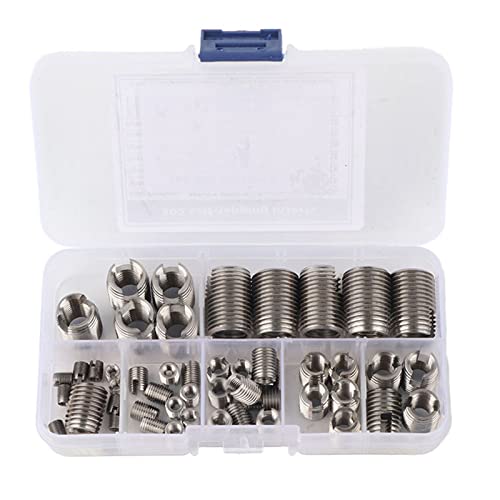 50 Stück Edelstahl Gewindeeinsatz Set, 302 Edelstahl Innengewinde Selbstschneidende Gewindeeinsätze, Gewindeverstärker Reparaturwerkzeug M3/M4/M5/M6/M8/M10/M12/M14/M16 mit Aufbewahrungsbox von Tissting