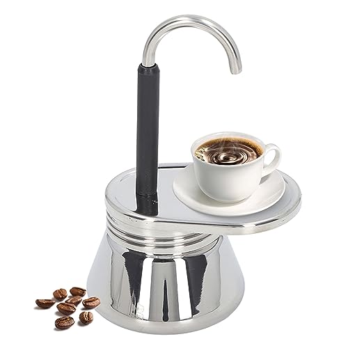 6.1x3.7 Zoll Mokkakanne mit Einzelauslauf, Edelstahl, Espressokocher, Mini Herd, Espressomaschine, Italienischer Typ, Espressotassen Kaffeemaschine von Tissting