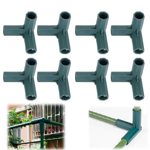 Tissting 8 Stück Gartenrahmenverbinder, Verbindungsstücke für Gewächshaus Rahmen Eckverbinder für Gartenrahmen 3-Wege Steck Verbinder Unterstützung Plant Zubehör 16 mm für Weinreben Spalier von Tissting