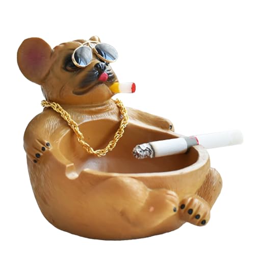 Aschenbecher 10cm Harz Bully Hunde Form Zigaretten Aschenbecher Cartoon-Tier Schreibtisch Deko Aschenhalter für Büro Wohnzimmer Schlafzimmer(Braun) von Tissting
