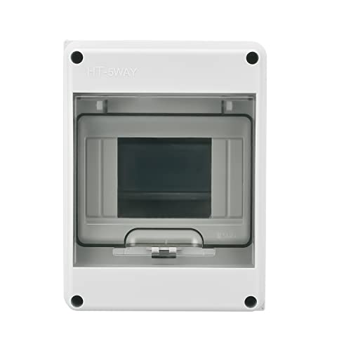 Tissting Aufputz Verteilerkasten Hutschien 1 Reihig 5 Module 93 x 120 x 160 mm IP65 Wasserdicht Verteilerschrank Aufputz Sicherungskasten für Elektrik, Kommunikation von Tissting