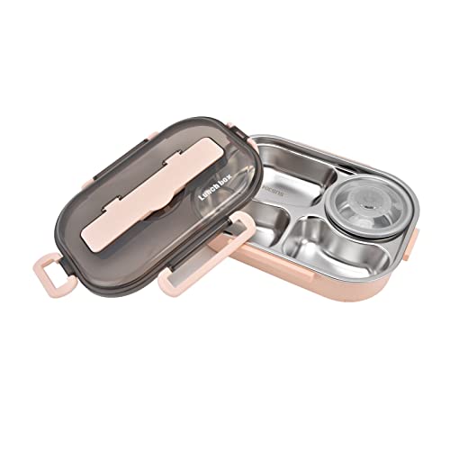 Bento Box, 1.3L 4 Fächer Portable Gut Abdichtung Mittagessen Salat Container Leichtgewicht Lebensmittel isoliert Aufbewahrungs Box mit Besteck und Suppe Schüssel (Rosa) von Tissting