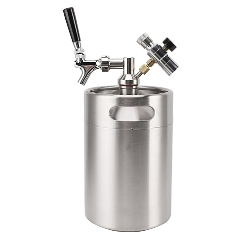 5Liter (170oz) Minifass Growler, Automatik Edelstahl HomeBrew Keg mit 60psi Messgerät Auslassventil für Zapfanlage 5L Bierfass mit Druckbeaufschlagung für Haus Hotel Camping Picknick Kaffee Bar 5Liter (170oz) Minifass Growler, Automatik Edelstahl HomeBrew Keg mit 60psi Messgerät Auslassventil für Zapfanlage 5L Bierfass mit Druckbeaufschlagung für Haus Hotel Camping Picknick Kaffee Bar von Tissting