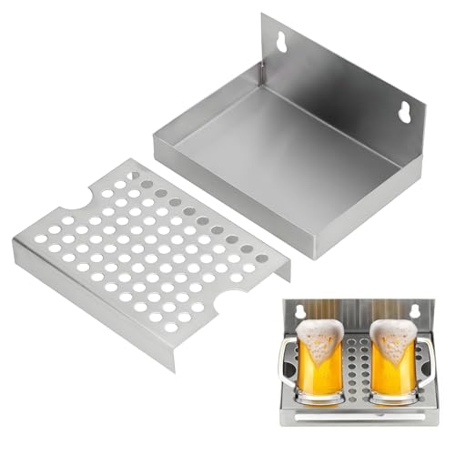 Tissting Bier Tropfschalen, Edelstahl Tropfschale für die Wandmontage für Homebrew Kegging Draft Bier Metall Bierturm Abtropfschale für Restaurants, Küchen und Bars (15.4x11.2x6.7cm/6.1x4.4x2.6 Zoll) von Tissting