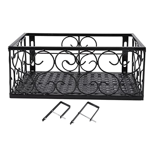 Blumentopfhalter Balkon, Dekoratives Regal aus Verdicktem Eisen Regal für Terrassengeländer mit Halterungen, Eisen Hängenden Regal Korb für Außen Garten Balkon Zaun Patio(Suitable for 6.5cm Railing) von Tissting