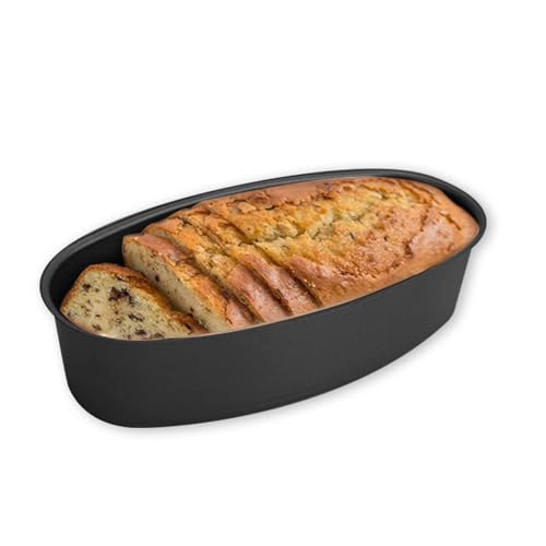 Brotbackform Kastenform 23 x 12 x 5 cm Oval Schwarz Karbonstahl Antihaftbeschichtung Toastform Brotform Kuchenform für Brot Backen Zubehör, Auflaufform von Tissting