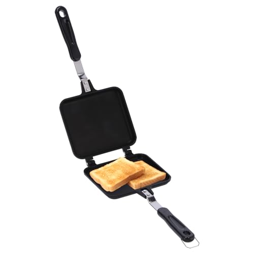 Doppelseitige Bratpfanne Quadratisch Antihaft Frühstücks Bratpfanne Sandwich Brot Toast Backen Pfannkuchen Pfanne Wendepfanne Breakfast Sandwich Maker mit Hitzebeständigem Griff von Tissting